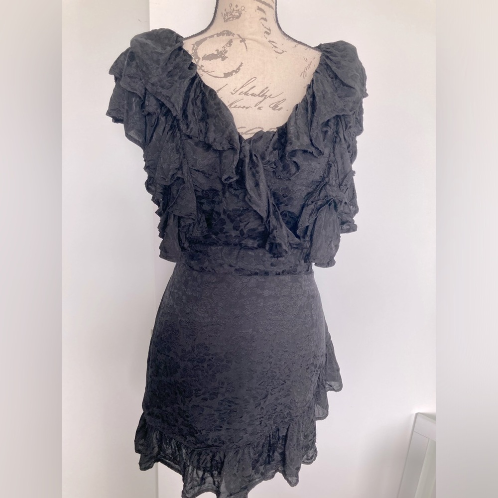Majorelle black ruffle mini dress size xL